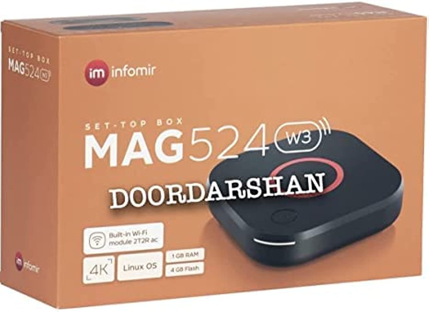 Infomir Mag 524W3 4K , Built-in Dual Band 2.4G/5G WiFi, HDMI Cable (Much Faster Than Old Mag 324w2 and 424W3) Black