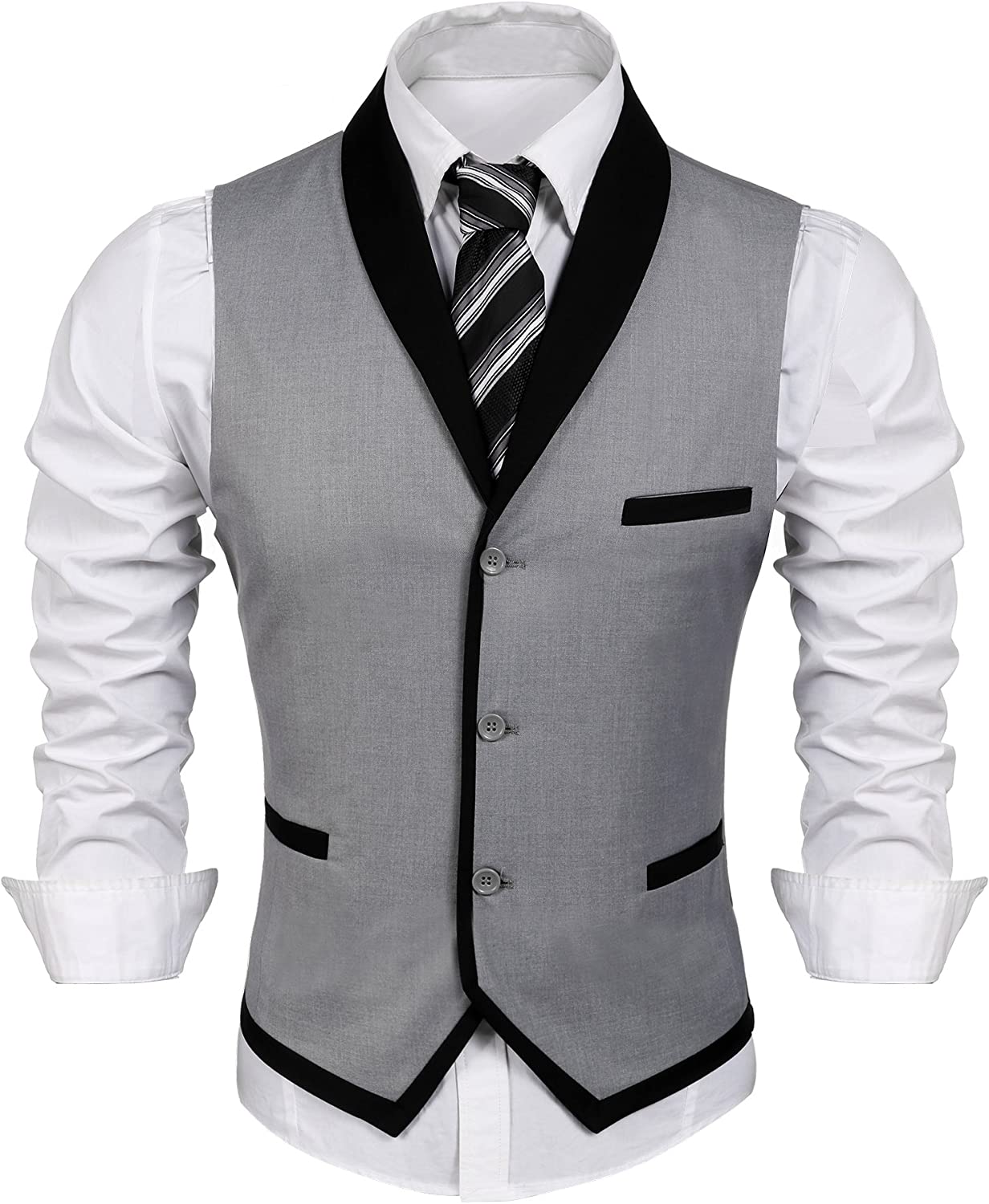 COOFANDY Men's Suit Vest Slim Fit Formal Business Dress Vest Casual Wedding Waistcoat