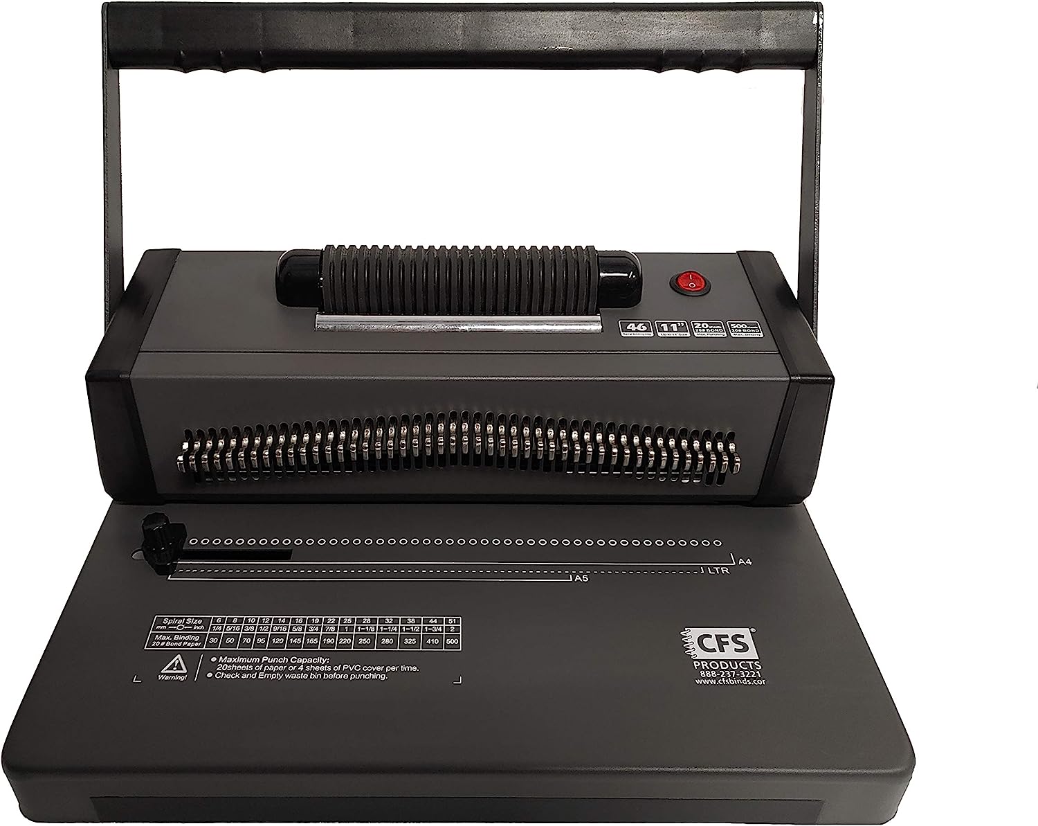 CFS Products - BetterBind Coil-It - Coil-Binding Machine with Electric Coil Inserter - Manual Binding Punch - Up to 20 Pages - 4:1 Pitch - for Personal, Home, School or Business Binding