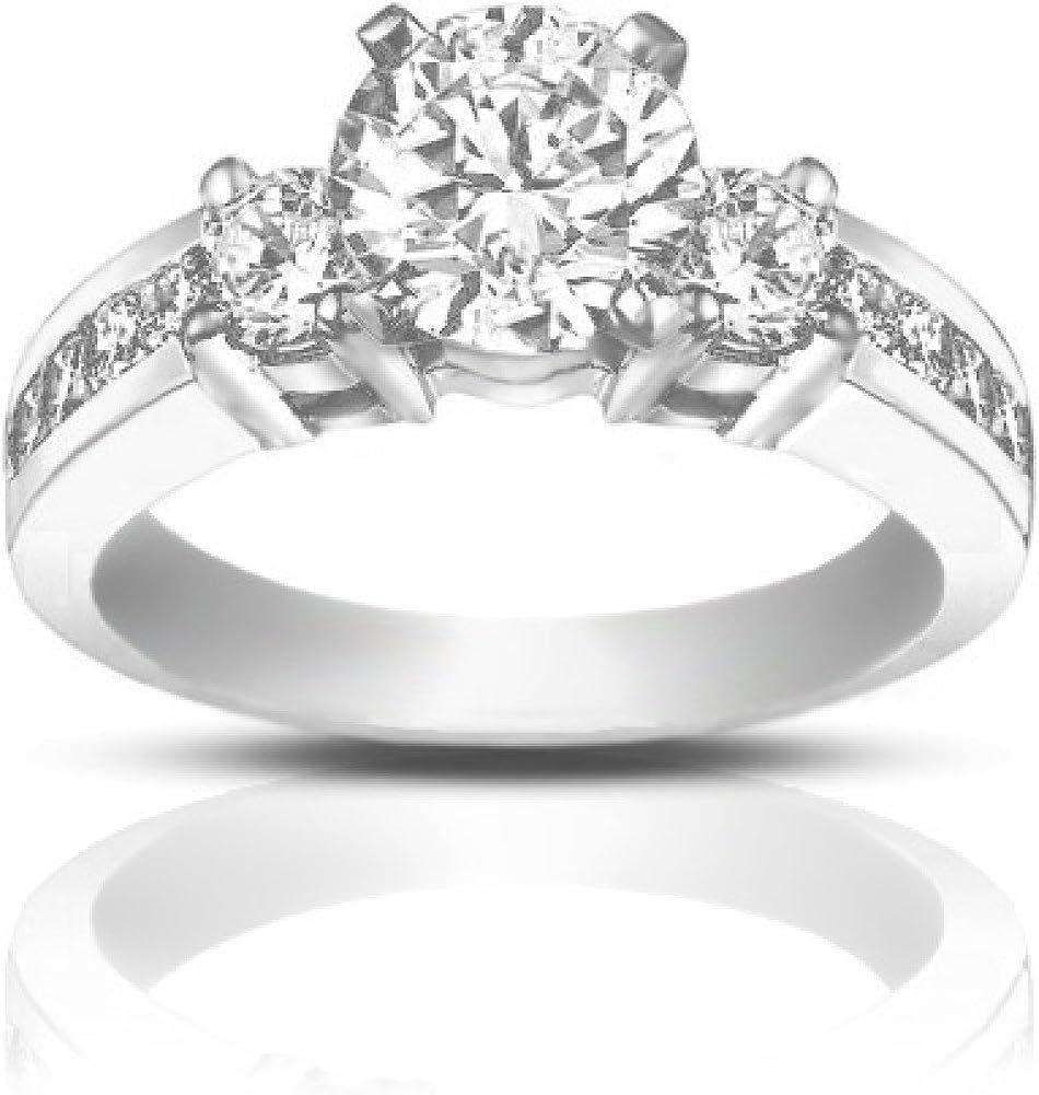 Madina Jewelry 1.25 ct Ladies Round Cut Diamond Engagement Accented Ring in Platinum