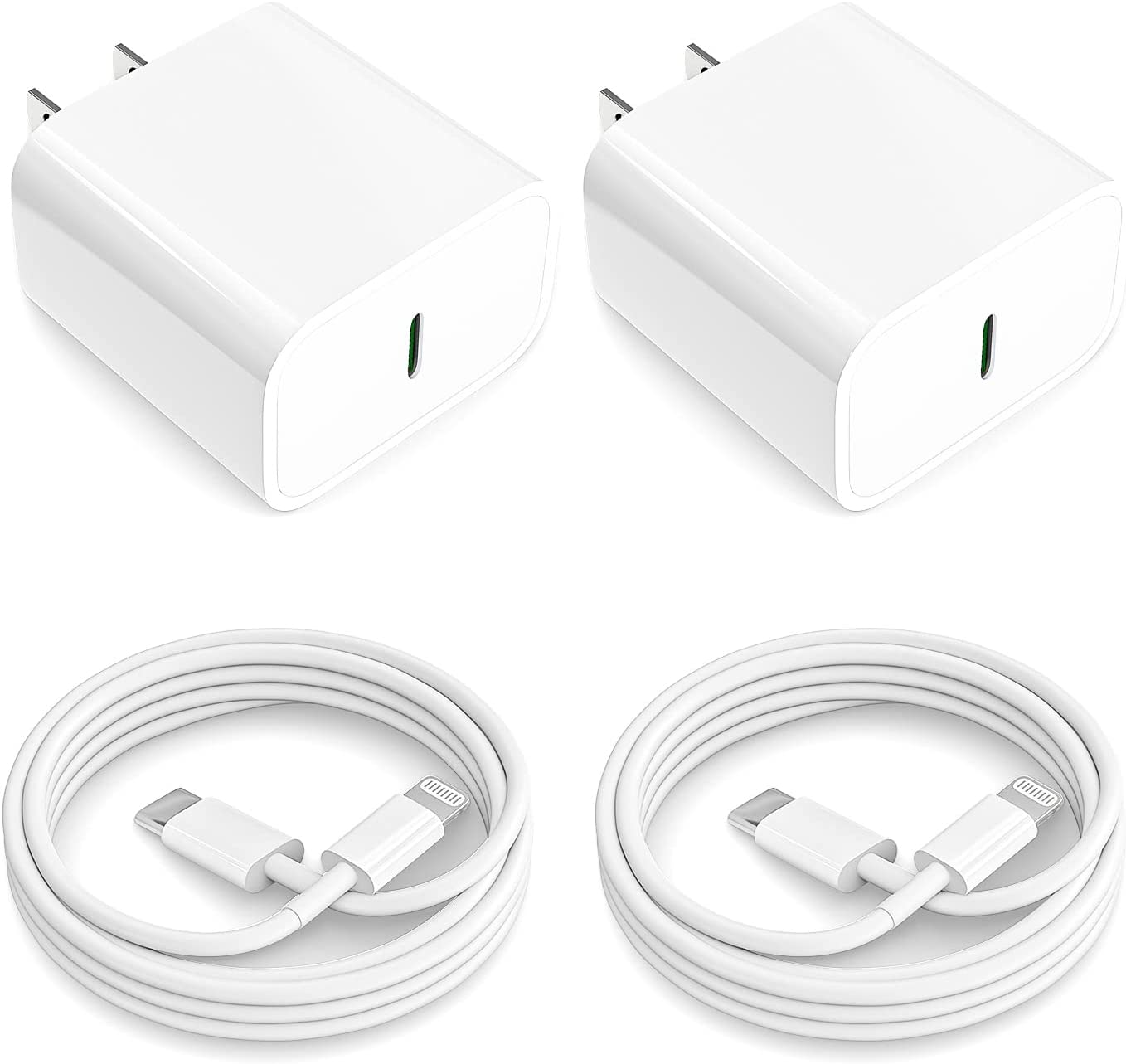 [Apple MFi Certified] iPhone 14 13 12 11 Fast Charger, 2Pack 20W PD Type C Wall Charger Block with 6FT USB-C to Lightning Cables Compatible with iPhone 14/13/ 12/11/ XS/XR/X/ 8 Plus/iPad,White