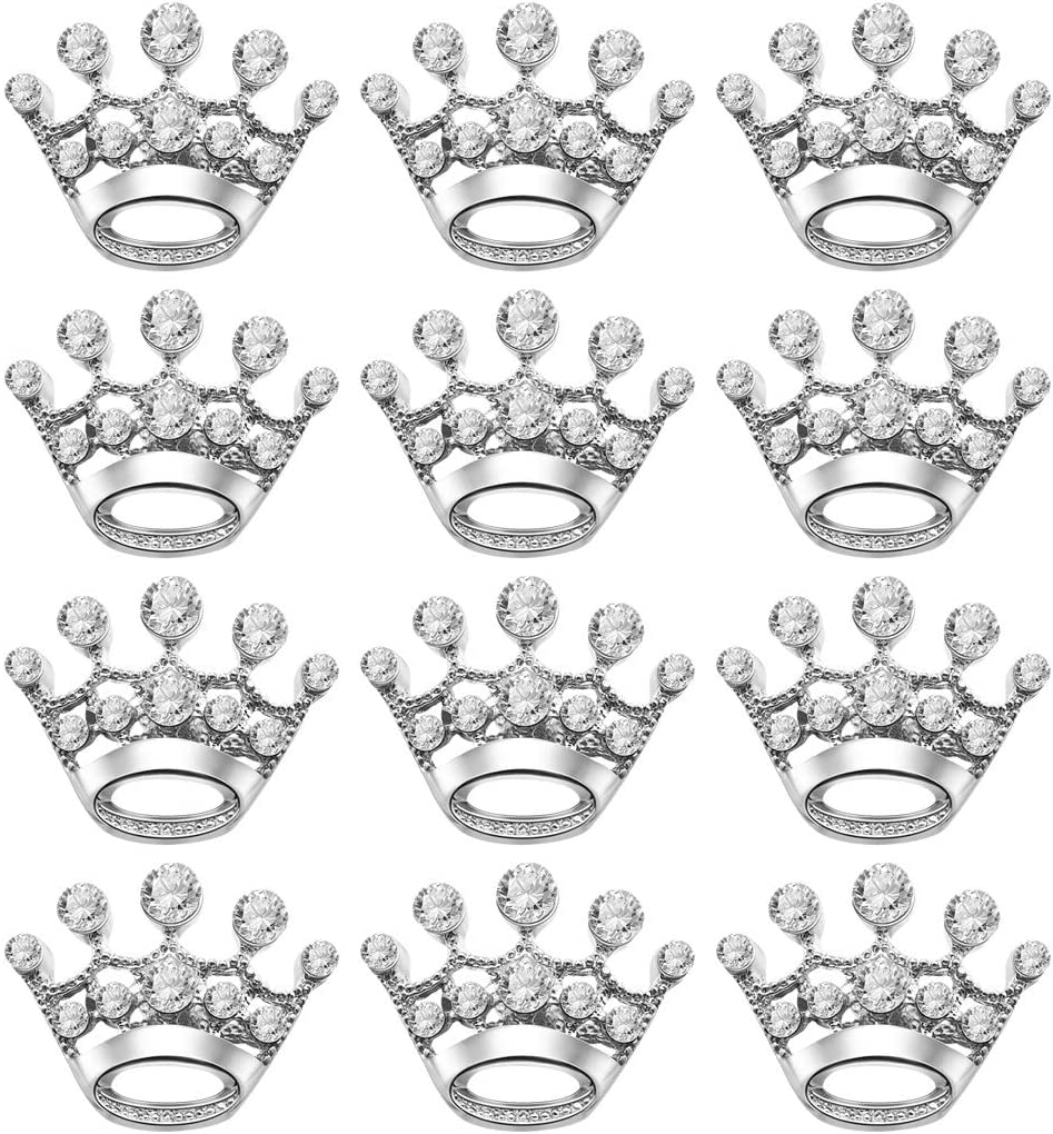 Tinksky 12pcs Fashion Diamante Wedding Party Pageant Tiara Crown Corsage Brooch Pin for Wedding Valentine's Day Gift DIY (Silver)
