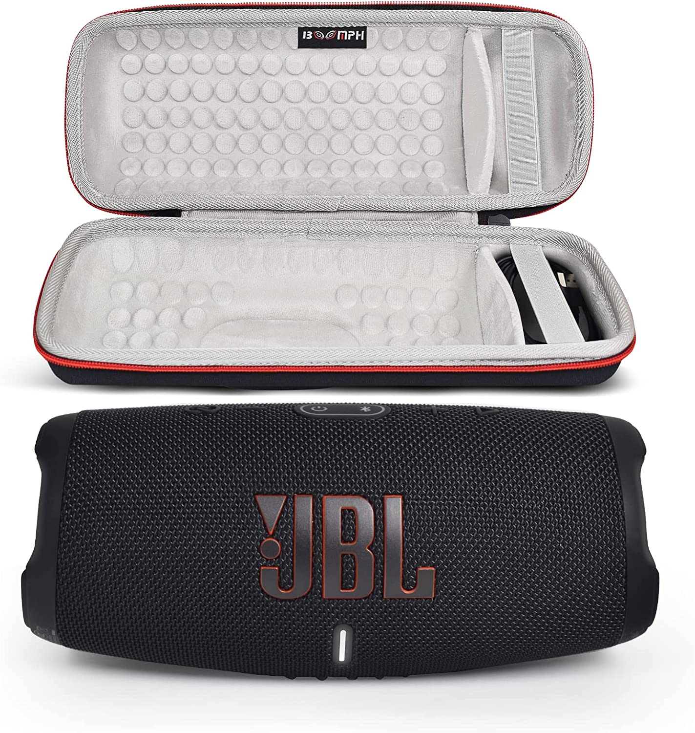 JBL Charge 5 Portable Waterproof Wireless Bluetooth Speaker Bundle with Boomph Portable Hard Carrying Protective Case - Black