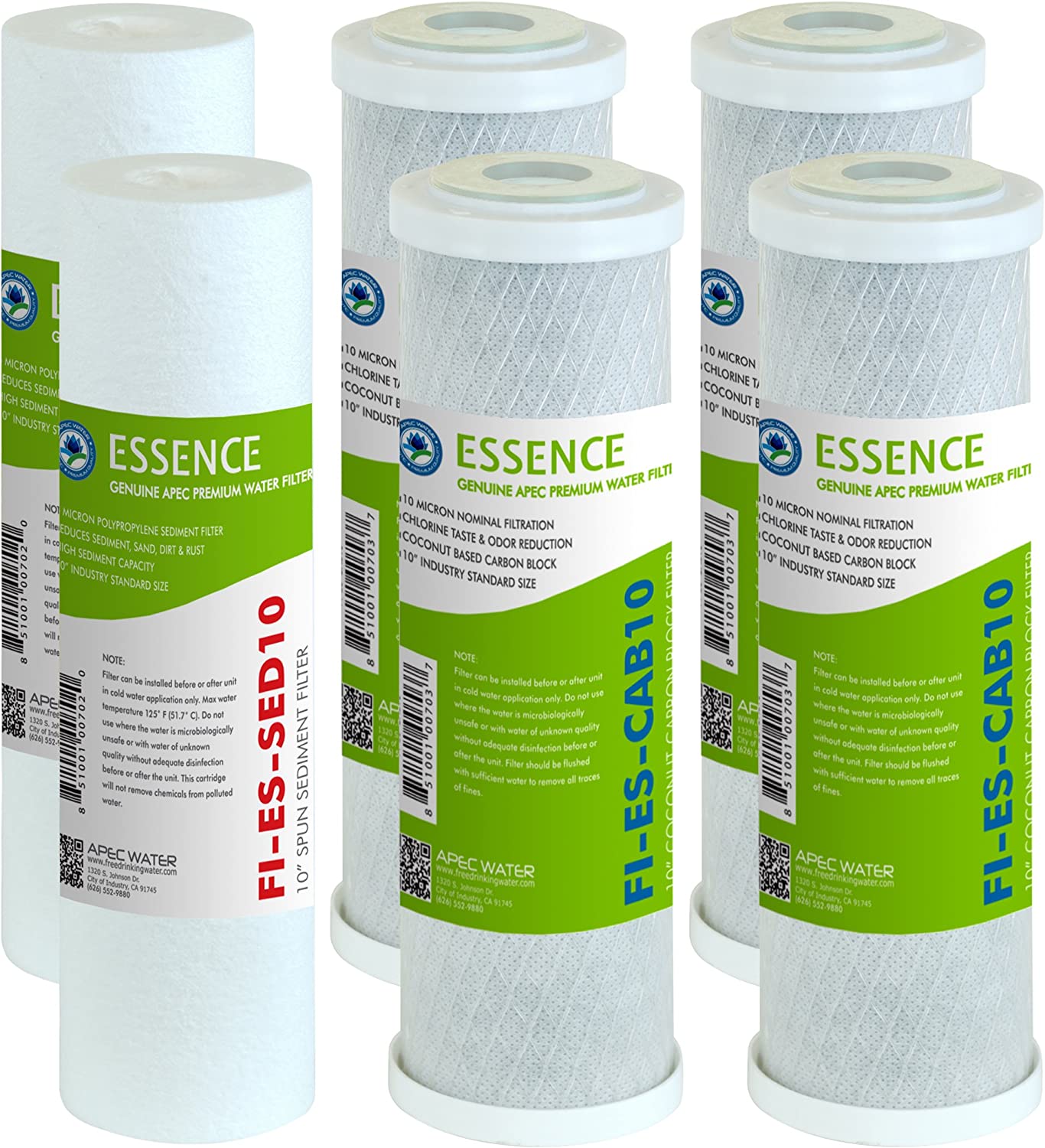 APEC Water Systems FILTER-SET-ESX2 2 Sets of High Capacity Replacement Pre-Filter Sets For Essence Series Reverse Osmosis Water Filter System Stage 1-3,White