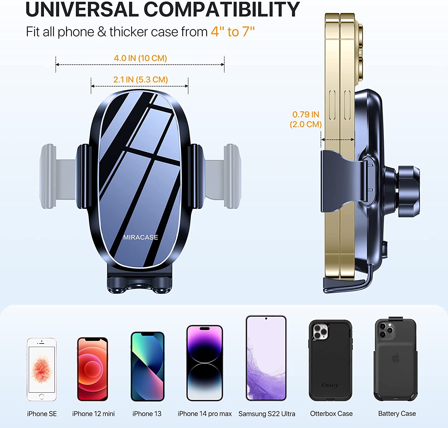 Miracase Phone Mount for Car, [Strong Suction] Universal 3 in 1 Car Phone Holder Mount for Dashboard Windshield Air Vent Compatible with iPhone 14 13 12 11 Pro Max Mini All Mobile Phones