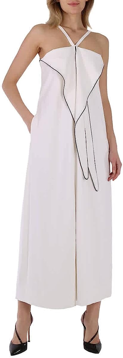 BURBERRY White Stretch Jersey Drape Detail Gown, Brand Size 6 (US Size 4)