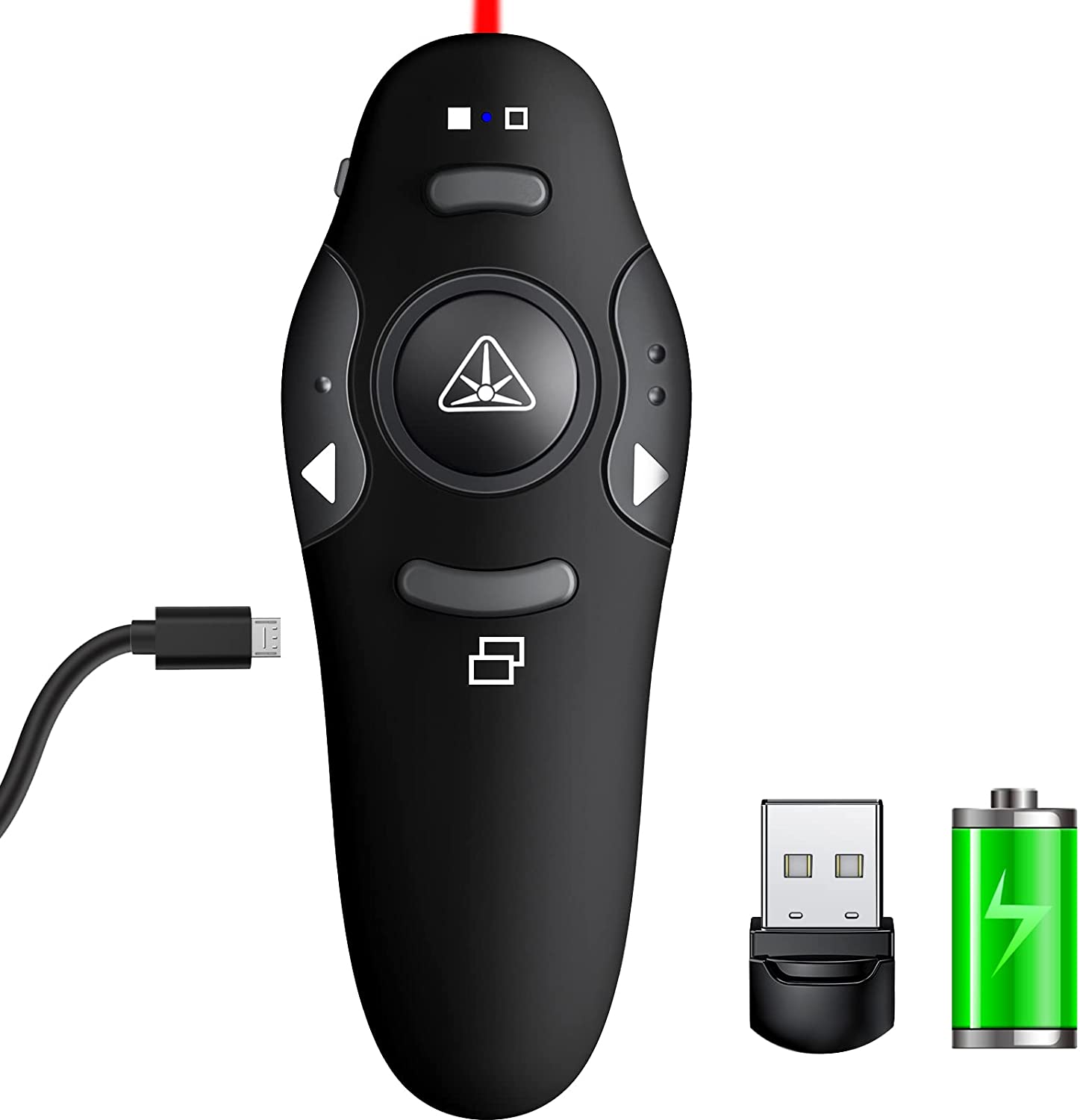 Rechargeable Presentation Clicker with Red Laser Pointer, Wireless Presenter Remote for PPT Clicker, 2.4GHz Presentation Remote Slide Advancer Powerpoint Clicker for Mac/Computer/Laptop/Keynote…