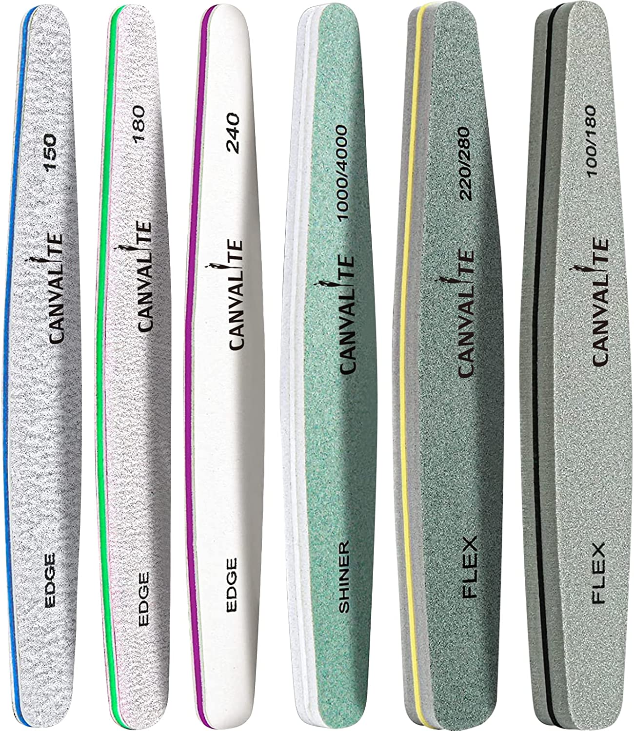 Nail Files Canvalite Nail File and Buffer Professional Emery Boards Washable Double Sided Reusable Manicure File for Home and Salon Use 6 PCS