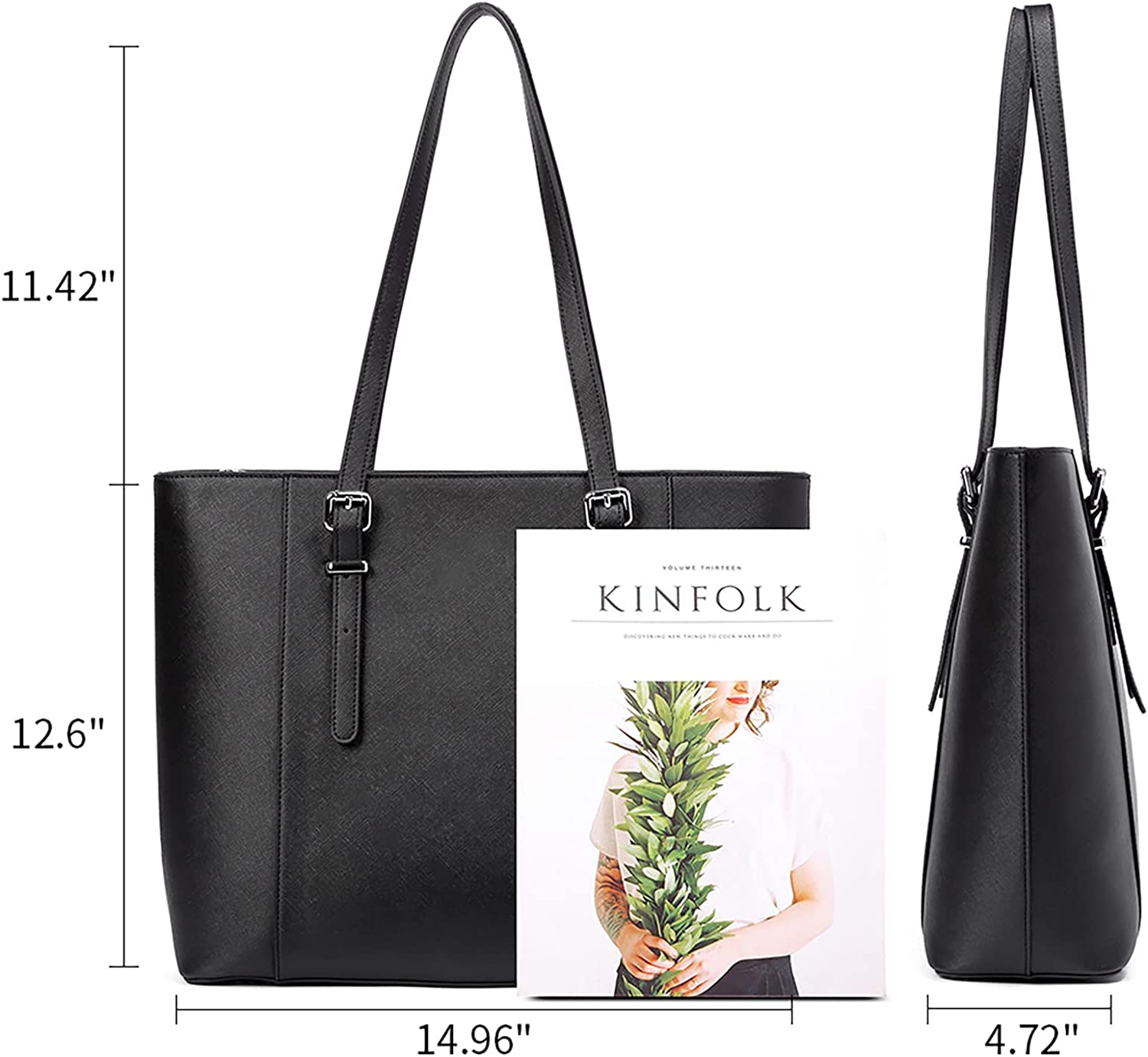 BROMEN Women Briefcase 15.6 inch Laptop Tote Bag Vintage Leather Handbags Shoulder Work Purses