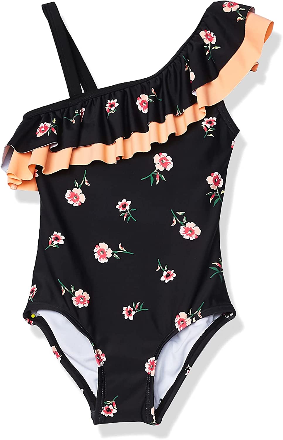 Kanu Surf Girls' Morgan Floral Ruffle 1-Shoulder 1-Piece Swimsuit