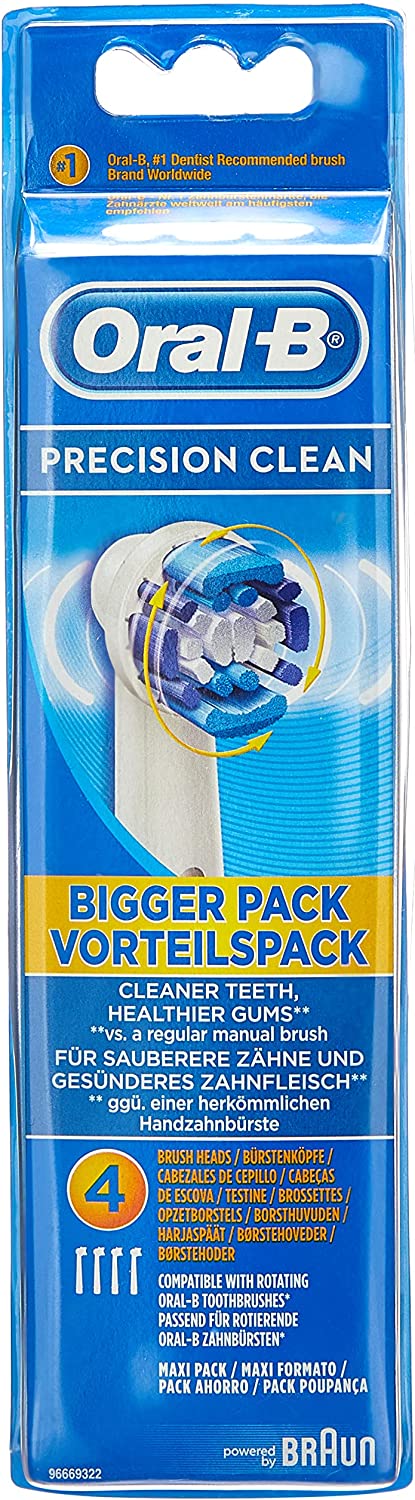Oral-B Genuine Precision Clean Replacement White Toothbrush Heads, Refills for Electric Toothbrush, Deep and Precise Cleaning, Pack of 4