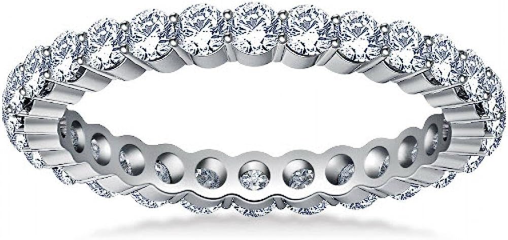 Madina Jewelry 2.00 ct Ladies Round Cut Diamond Eternity Wedding Band in 18 kt White Gold