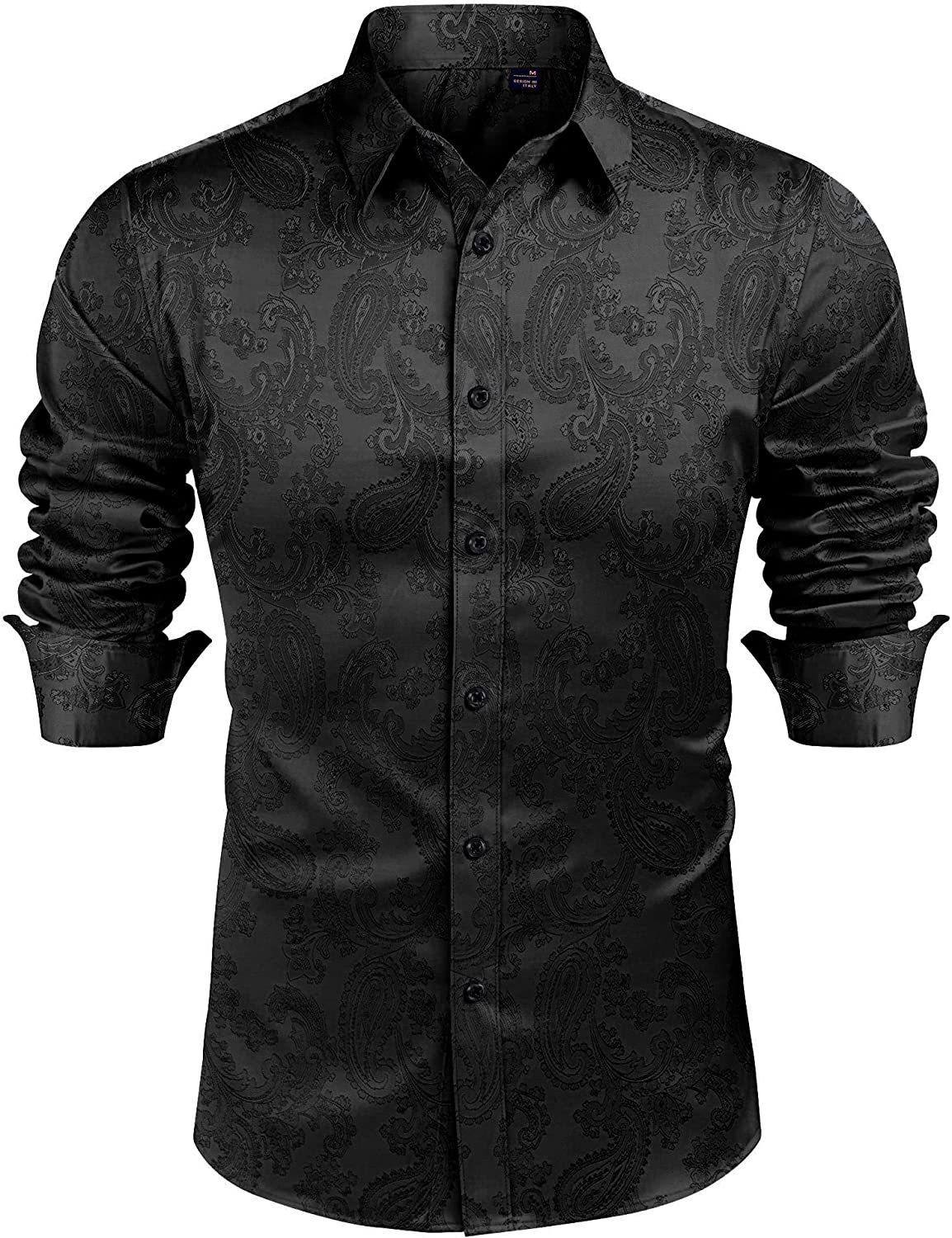 J.Ver Men's Jacquard Dress Shirt Paisley Floral Printed Long Sleeve Button Down Shirts Prom Wedding Party
