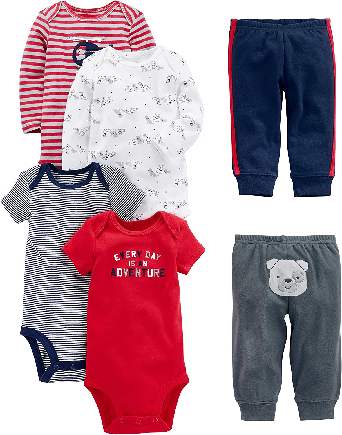 Simple Joys by Carter's Baby Boys' 6-Piece Bodysuits (Short and Long Sleeve) and Pants Set