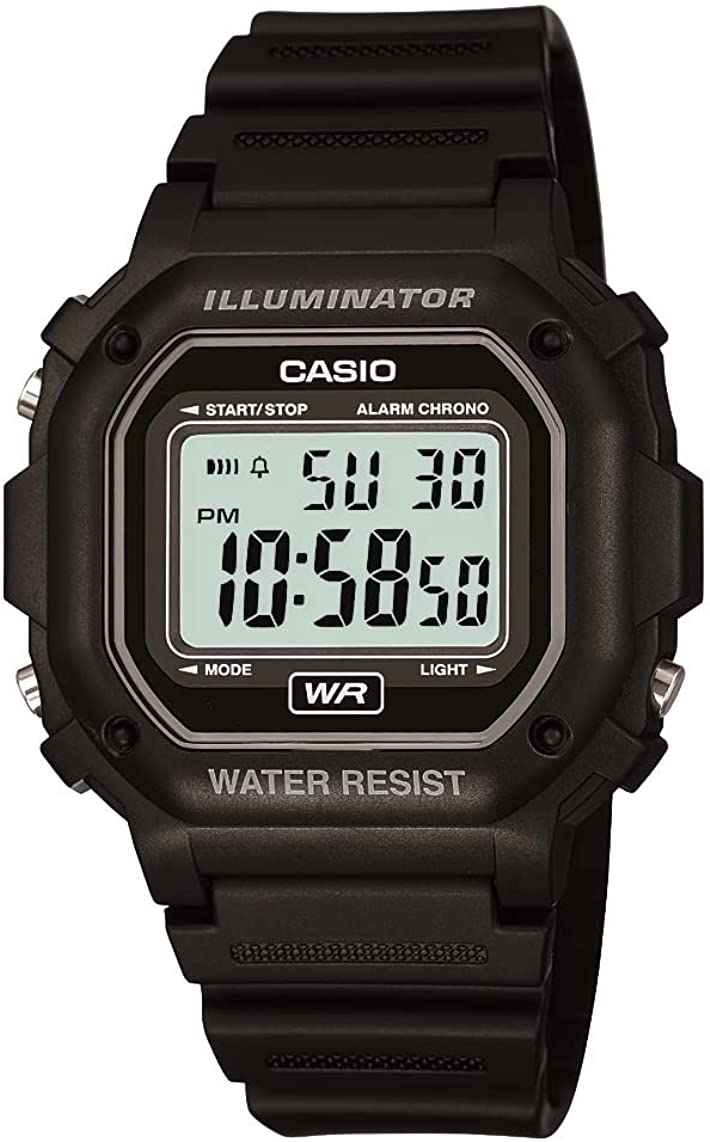Casio Men's F108WH Illuminator Collection Black Resin Strap Digital Watch