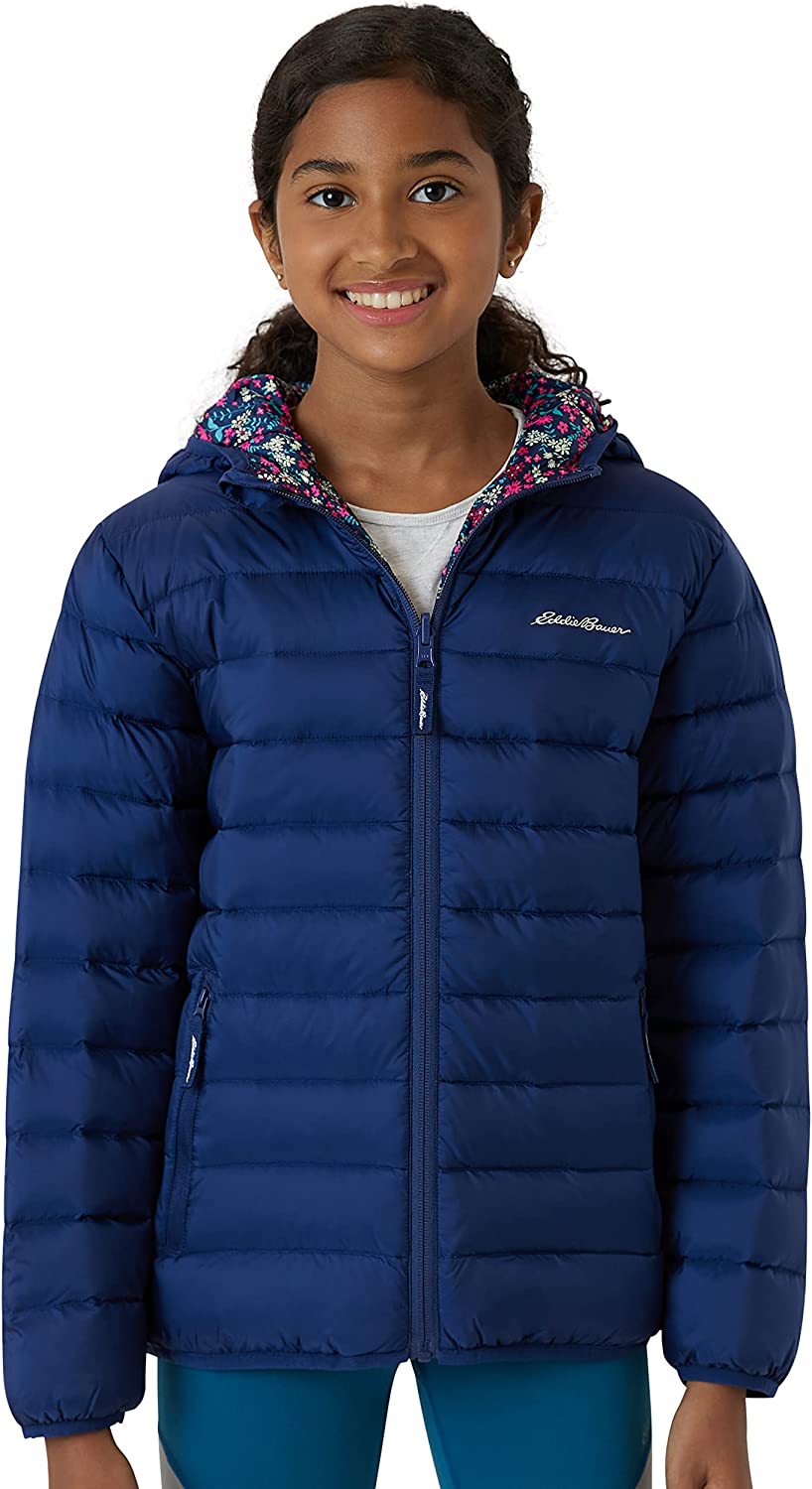 Eddie Bauer Kids' Reversible Jacket - Lightweight Waterproof Quilted Down Raincoat for Boys and Girls (3-20)