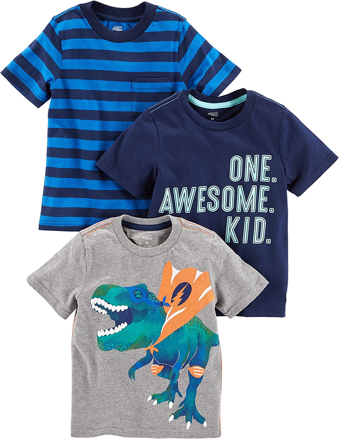 Simple Joys by Carter's Toddler Boys' Short-Sleeve Graphic Tees, Pack of 3