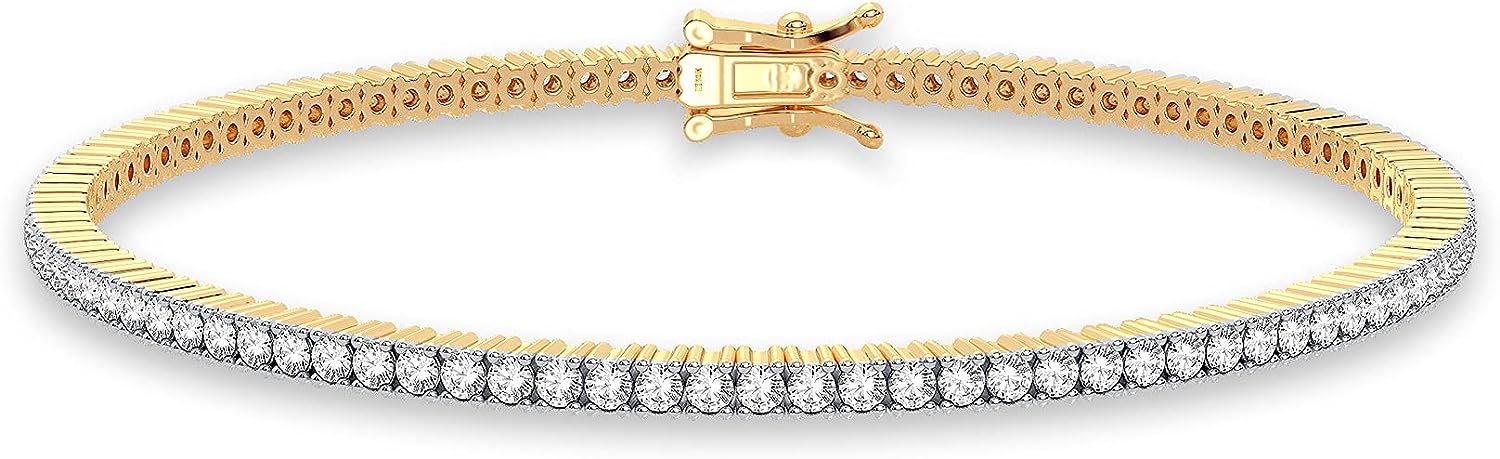 Femme Luxe Sara Diamond Tennis Bracelet for Women (2.00 Carats, G-H Color, I2 Clarity), 14K White or Yellow Gold, with Gift Box, Giftable Jewelry