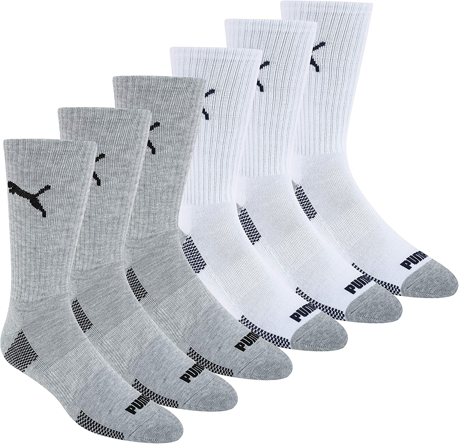 PUMA mens 6 Pack Crew Socks