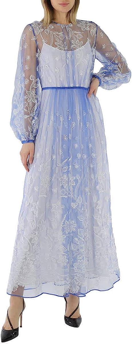 BURBERRY Ladies Puff-Sleeve Embroidered Tulle Dress, Brand Size 8 (US Size 6)