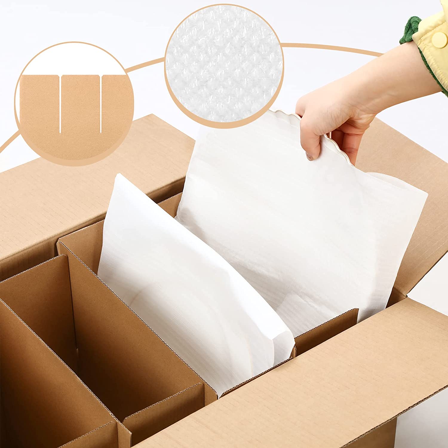 8 Sets Glass Divider Kits for Kitchen Packing Supplies for Moving Include 40 Pcs Glass Dividers 60 Pcs Foam Pouches Fits in 16 x 12 x 12 Inches Box for Kitchen Moving Shipping Packaging Supplies