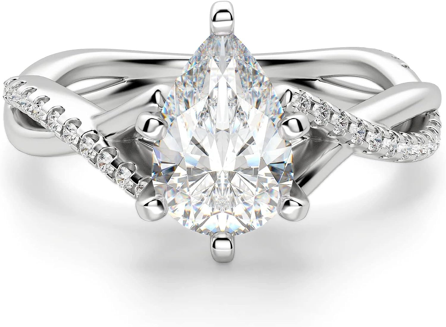 Siyaa Gems 4.50 CT Pear Cut Colorless Moissanite Engagement Ring Wedding Band Gold Silver Eternity Solitaire Ring Halo Ring Vintage Antique Anniversary Promise Gift Her, Designer Bridal Ring