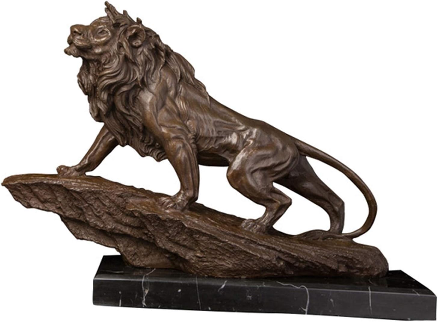 n/a Antique Bronze Casting Animal Statue Sculpture Wild Animal Roaring Lion Figurines for Indoor Decoration