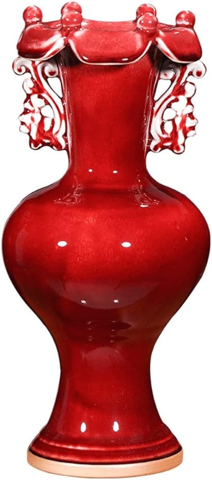 ZSEDP Ceramics Jun Porcelain Antique Vases Furnishings Decorative Arts and Crafts Double Ears Leaf Mouth Vases
