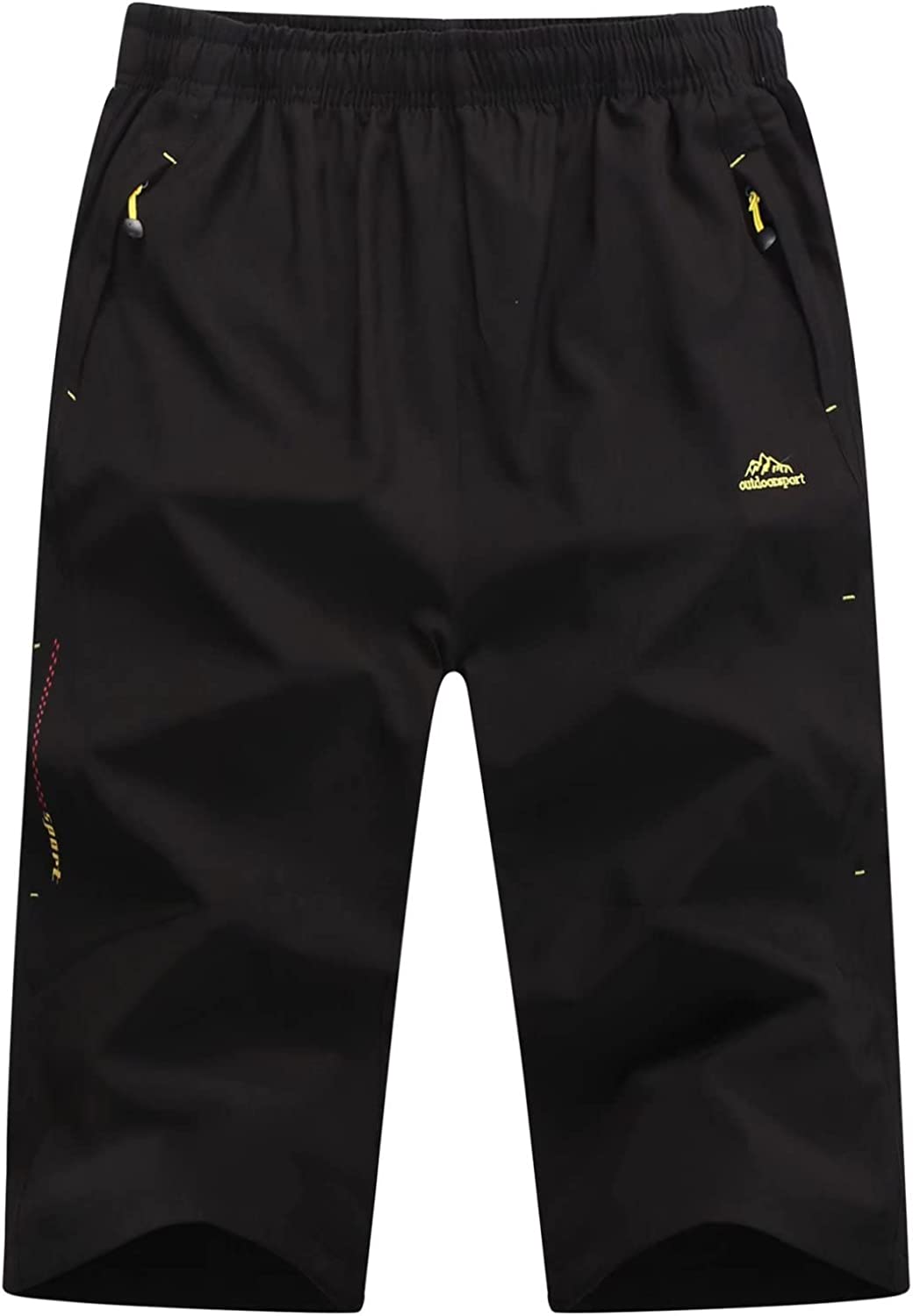 MAGCOMSEN Men's Quick Dry 3/4 Capri Pants Zipper Pockets Hiking Running Long Shorts