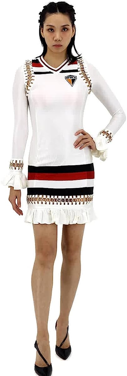 BURBERRY White Ring-Pierced Striped Stretch Jersey Mini Dress, Size Small