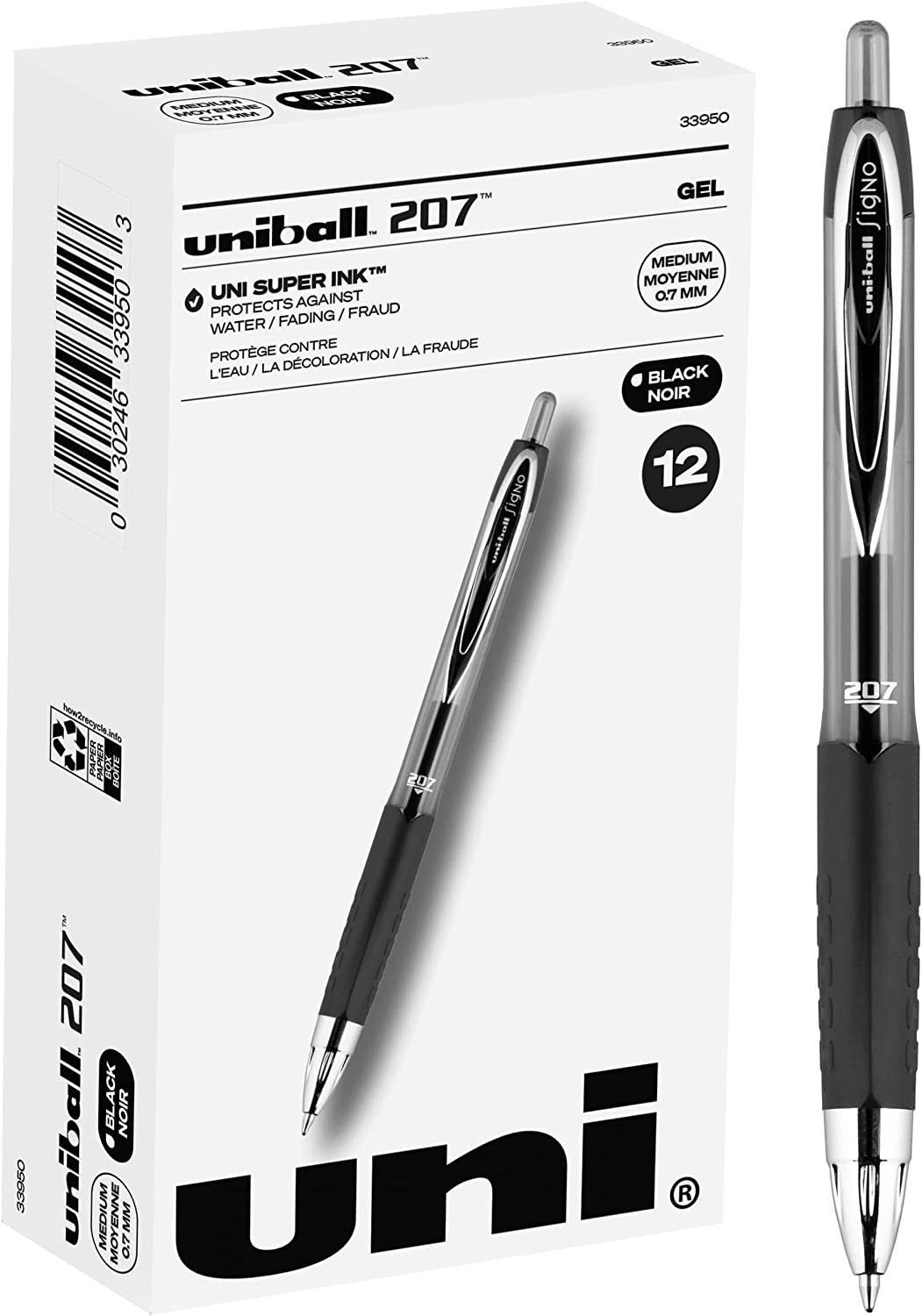 Uni-ball Signo 207 Gel Pen 12 Pack, 0.7mm Medium Black Pens, Gel Ink Pens | Office Supplies Sold by Uniball are Pens, Ballpoint Pen, Colored Pens, Gel Pens, Fine Point, Smooth Writing Pens