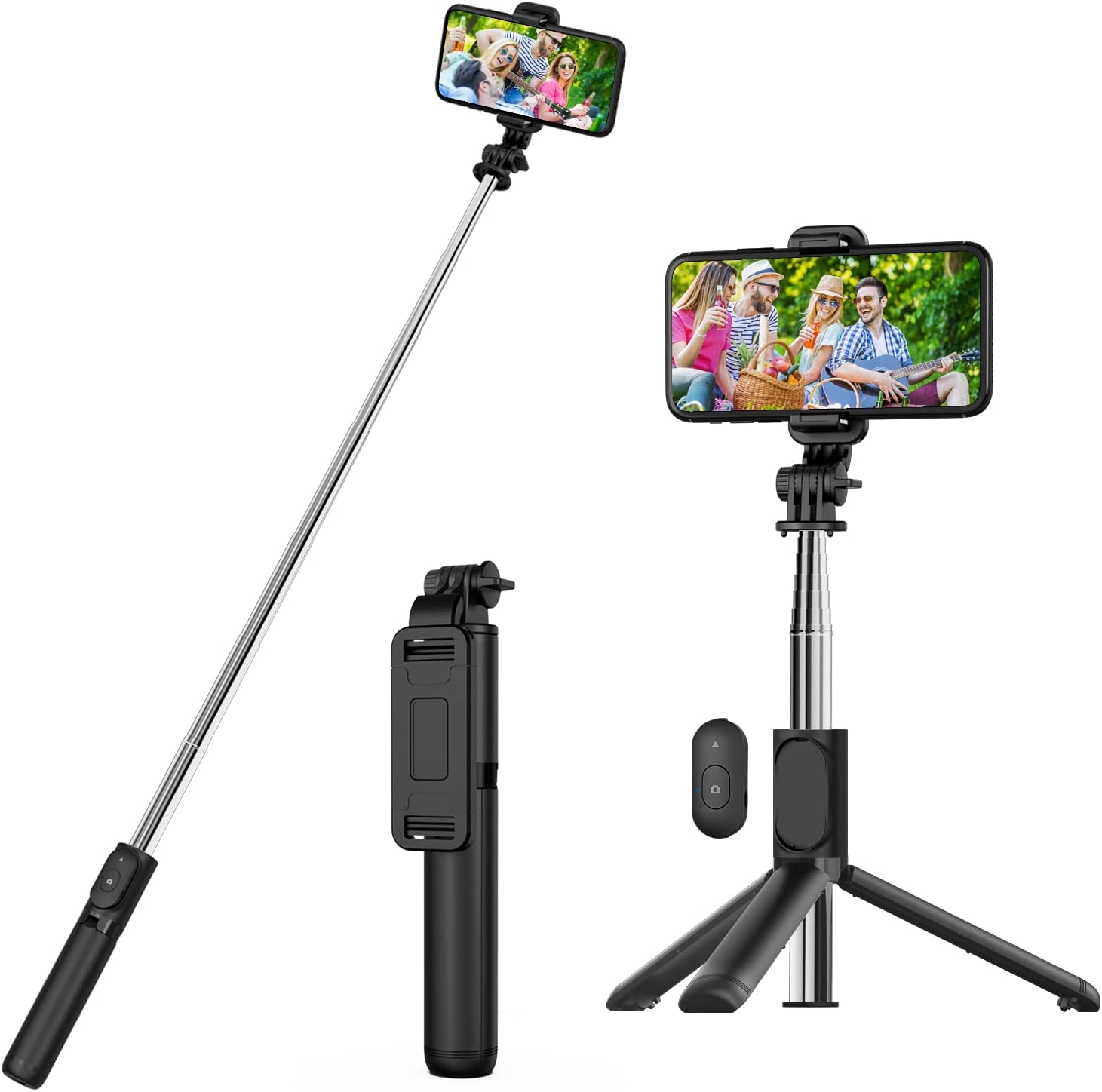 Selfie Stick, Extendable Selfie Stick Tripod with Wireless Remote and Tripod Stand, Portable, Lightweight, Compatible with iPhone 14 13 12 Pro Xs Max Xr X 8Plus 7, Samsung Smartphone and More