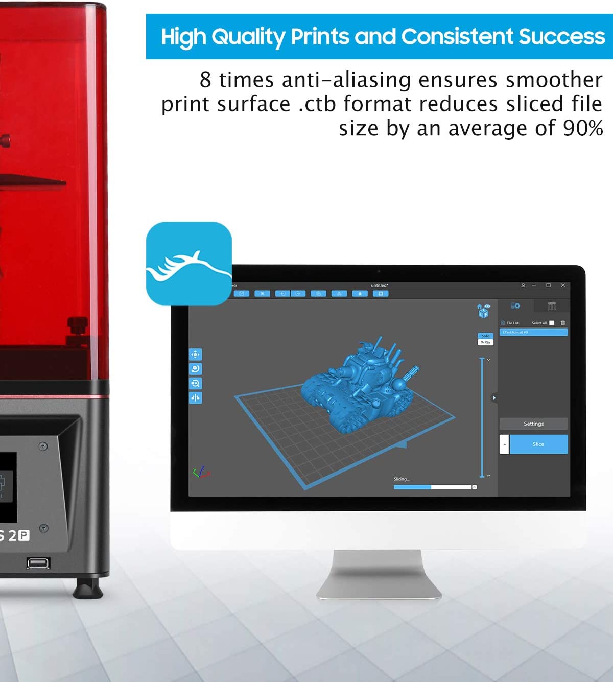 ELEGOO Resin 3D Printer Mars 2 Pro Mono MSLA 3D Printer UV Photocuring LCD Resin 3D Printer with 6.08 inch 2K Monochrome LCD, Printing Size 129 x 80 x 160 mm³ / 5.1 x 3.1 x 6.3 in³