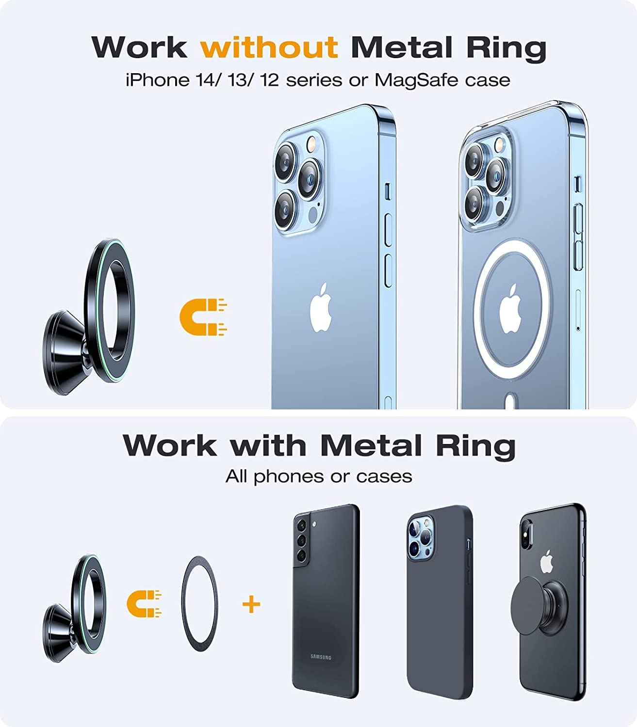 VICSEED Magnetic Phone Holder for Car [20 Strongest Magnets] Dashboard Mag-Safe Car Mount [No Drop Genuine 3M Adhesive] All Metal Phone Mount for Car Dash Fit iPhone 14 13 12 Pro Max Plus All Mobile