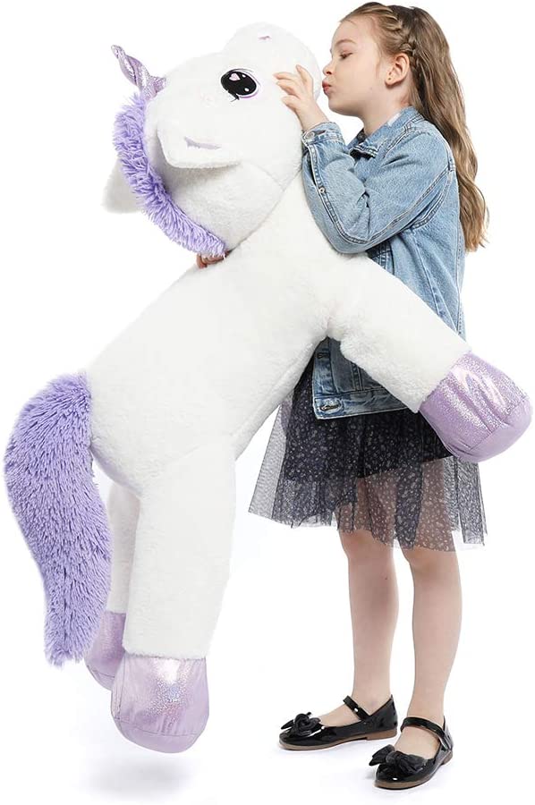 Tezituor 43'' Big Unicorn Toys Plush ,Giant Unicorn Stuffed Animals,Unicorn Birthday Decorations for Girls,White Unicorns Gifts for Children