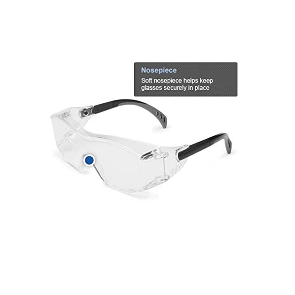 Gateway Safety 6980 Cover2 Safety Glasses Protective Eye Wear - Over-The-Glass (OTG), Clear Lens, Black Temple