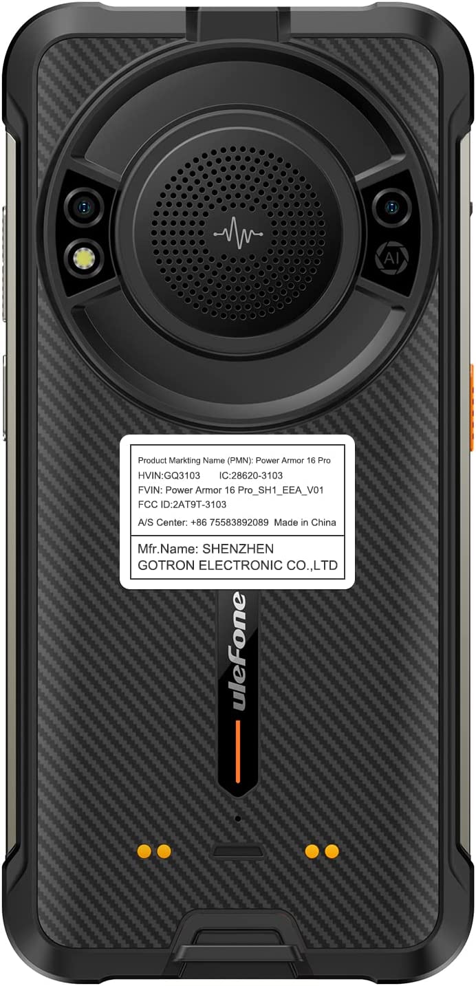 Ulefone Power Armor 16 Pro Rugged Smartphone, 9600mAh Battery, 122dB loudest Speaker, Android 12 4GB+64GB Rugged Phone, 16MP Rear Camera, Built-in Glare Flashlight, 5.93" HD+ Screen, Dual SIM 4G-Black