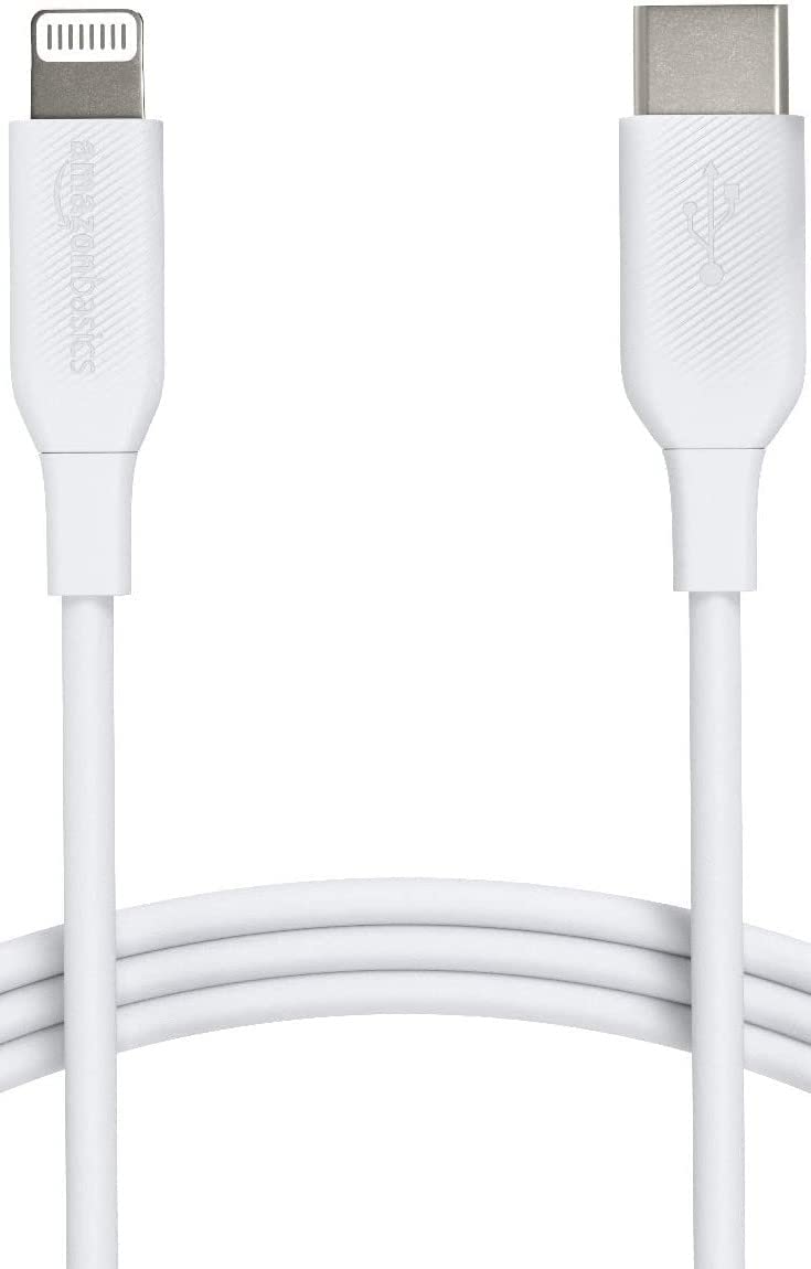 Amazon Basics USB-C to Lightning Cable Cord, MFi Certified Charger for Apple iPhone 14 13 12 11 X Xs Pro, Pro Max, Plus, iPad, White, 6-Ft