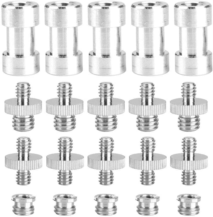 20Pcs Camera Mount Screw Kit, Portable 1/4 Inch to 3/8 Inch,1/4 to 1/4 Threaded Ring Screw Converter Threaded Adapter Accessory for DSLR,Flash,Light Stand,Tripod/Monopod/Ballhead