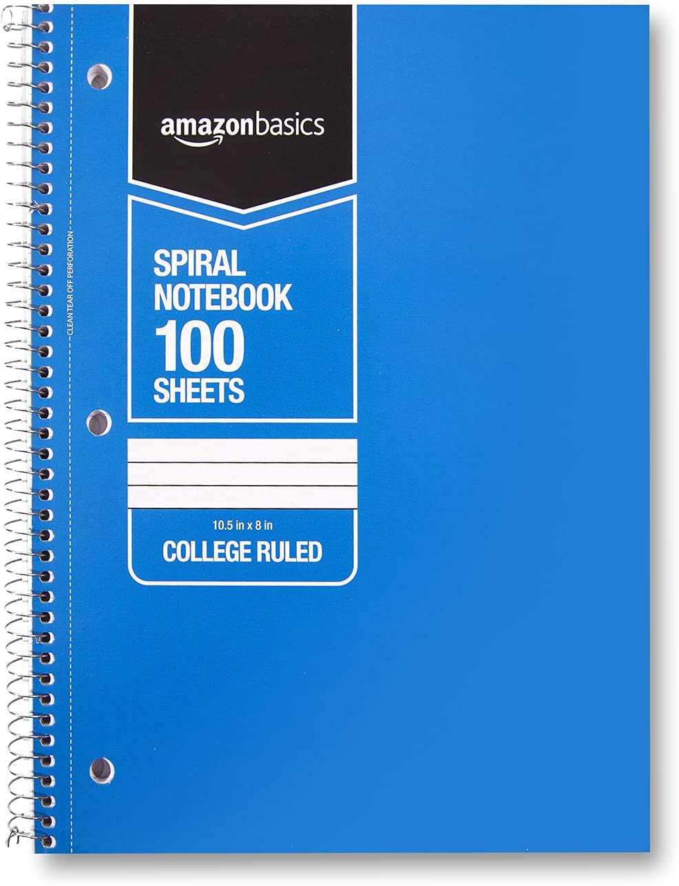Amazon Basics College Ruled Wirebound Spiral Notebook, 100 Sheets - 5-Pack, Assorted Solid Colors