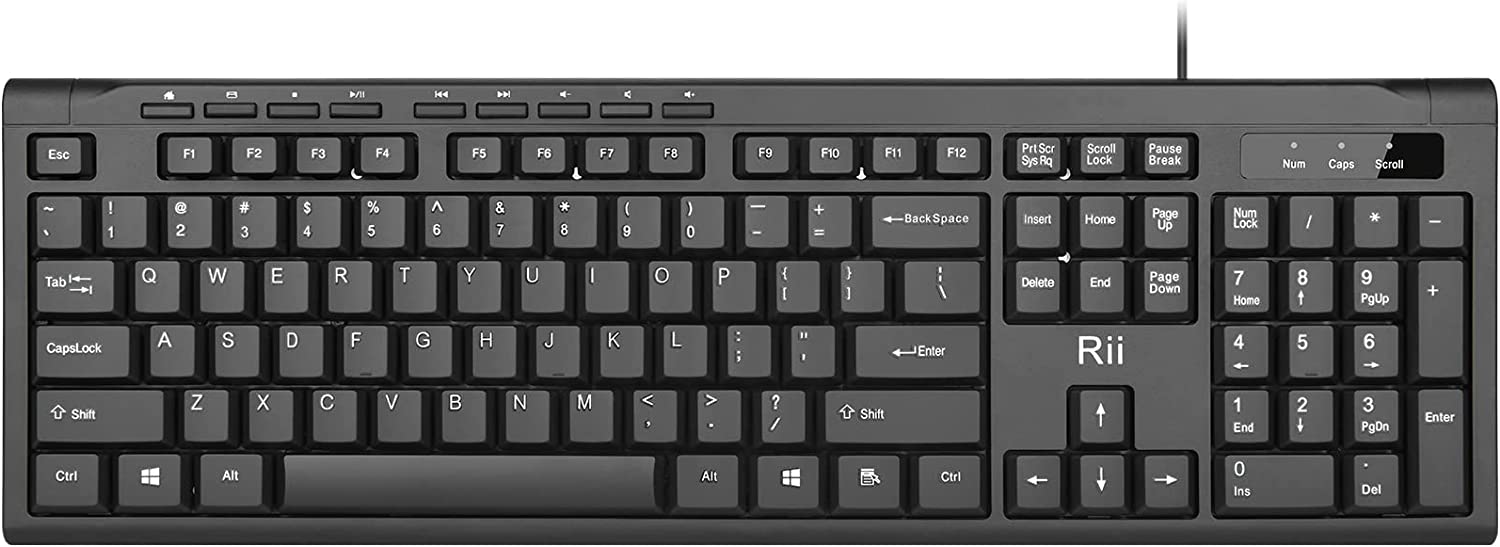 Rii RK907 Ultra-Slim Compact USB Wired Keyboard for Mac and PC,Windows 10/8 / 7 / Vista/XP (Black)…