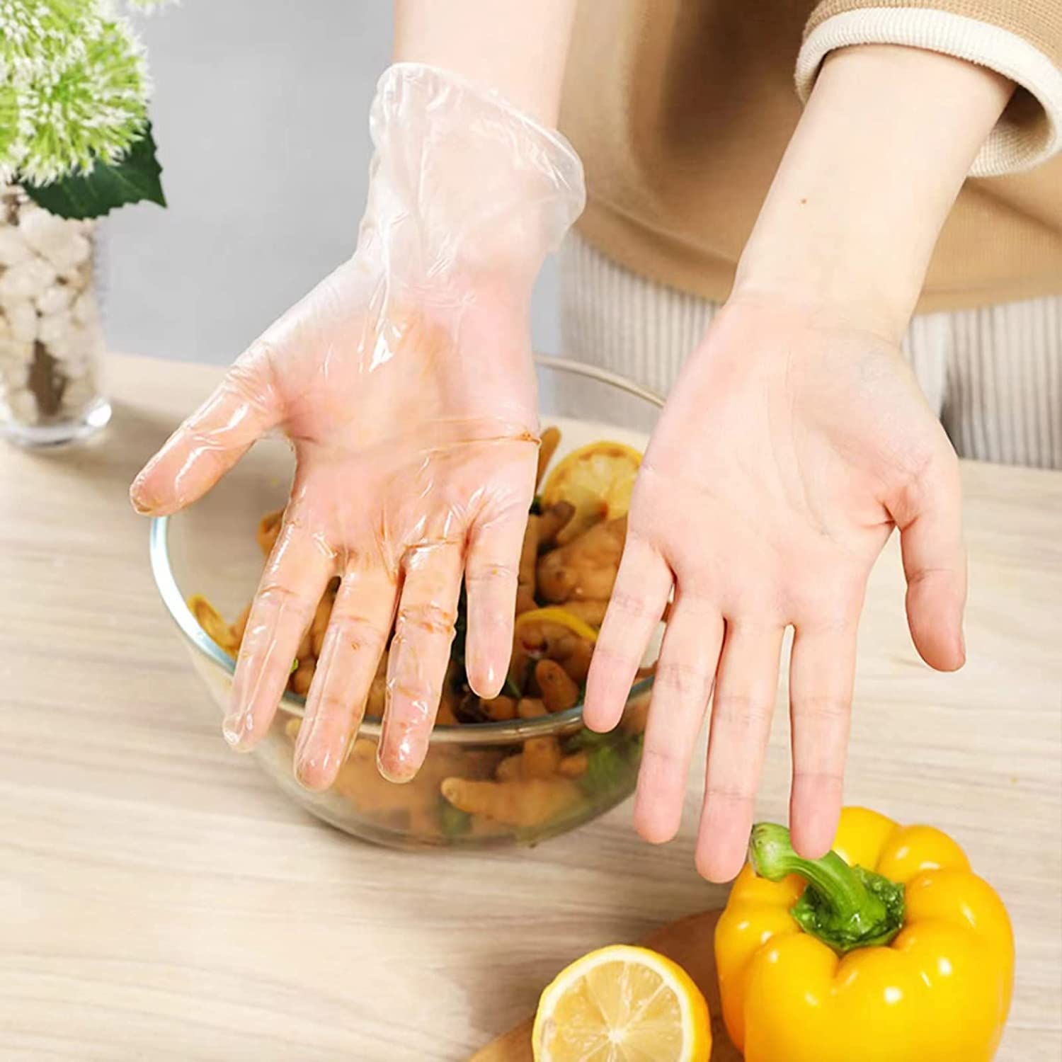 EDI Disposable Vinyl Gloves (Clear) - Powder-Free, Latex-Free