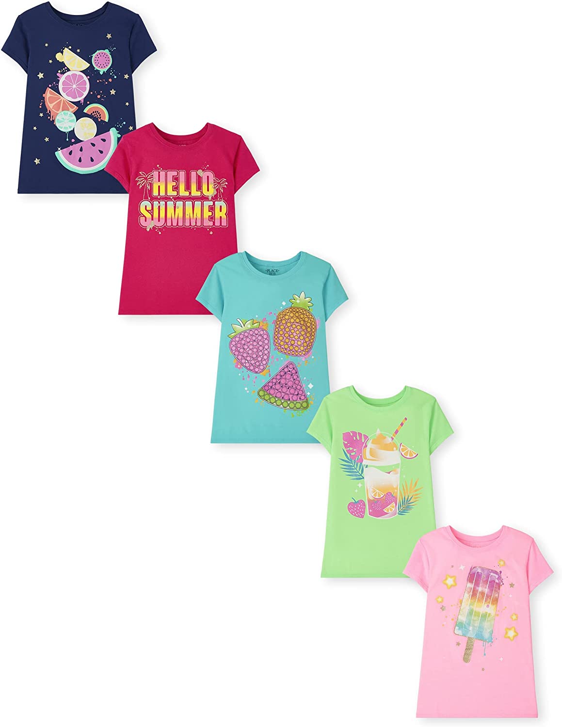 The Children's Place Girls Short Sleeve Graphic T-Shirt 3-Pack