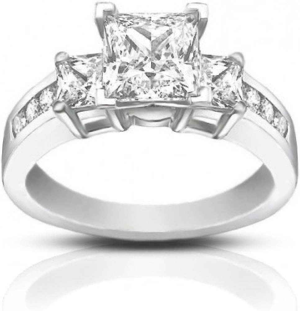 Madina Jewelry 1.53 ct Ladies Princess Cut Diamond Engagement Ring in Platinum