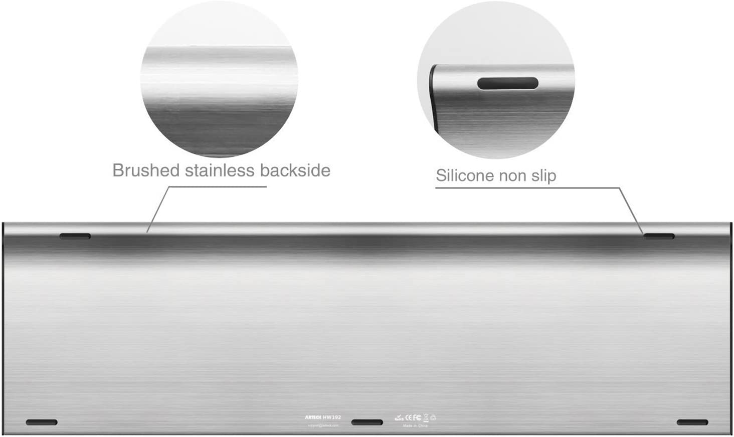 Arteck HW193 USB Wireless Keyboard Stainless Steel Ultra Slim Full Size Keyboard with Numeric Keypad for Computer/Desktop/PC/Laptop/Surface/Smart TV and Windows 11/10/8 Built in Rechargeable Battery