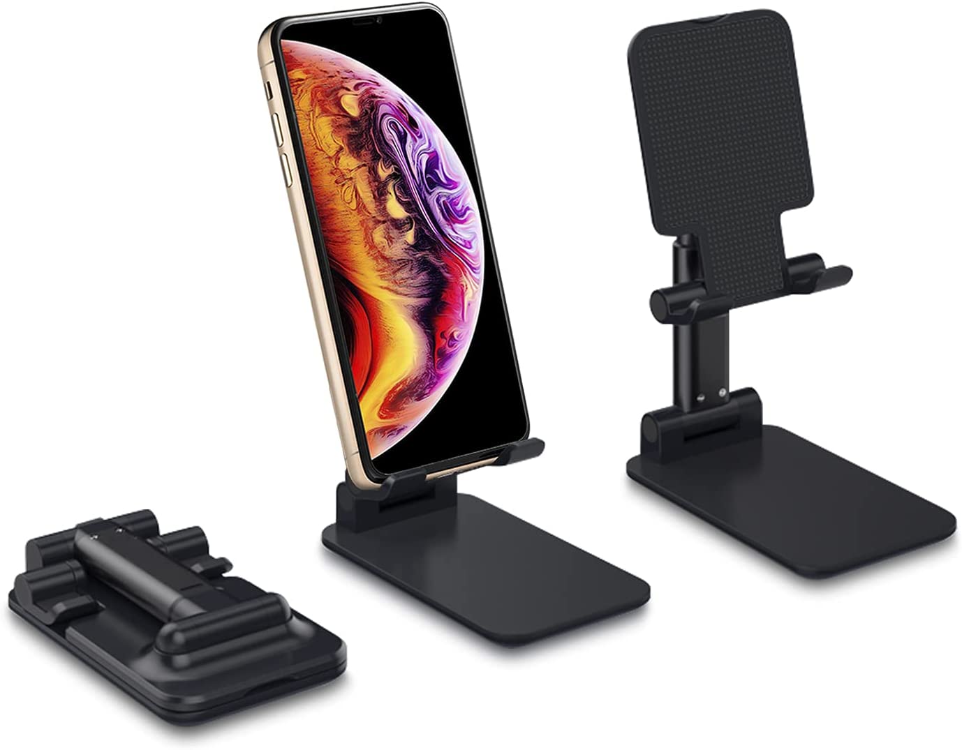 PEPPER JOBS Cell Phone Stand, Angle Height Adjustable Cell Phone Stand for Desk, Foldable Cell Phone Holder, Cradle, Dock, Tablet Stand, Case Friendly Compatible with All Mobile Phone/Kindle/Switch
