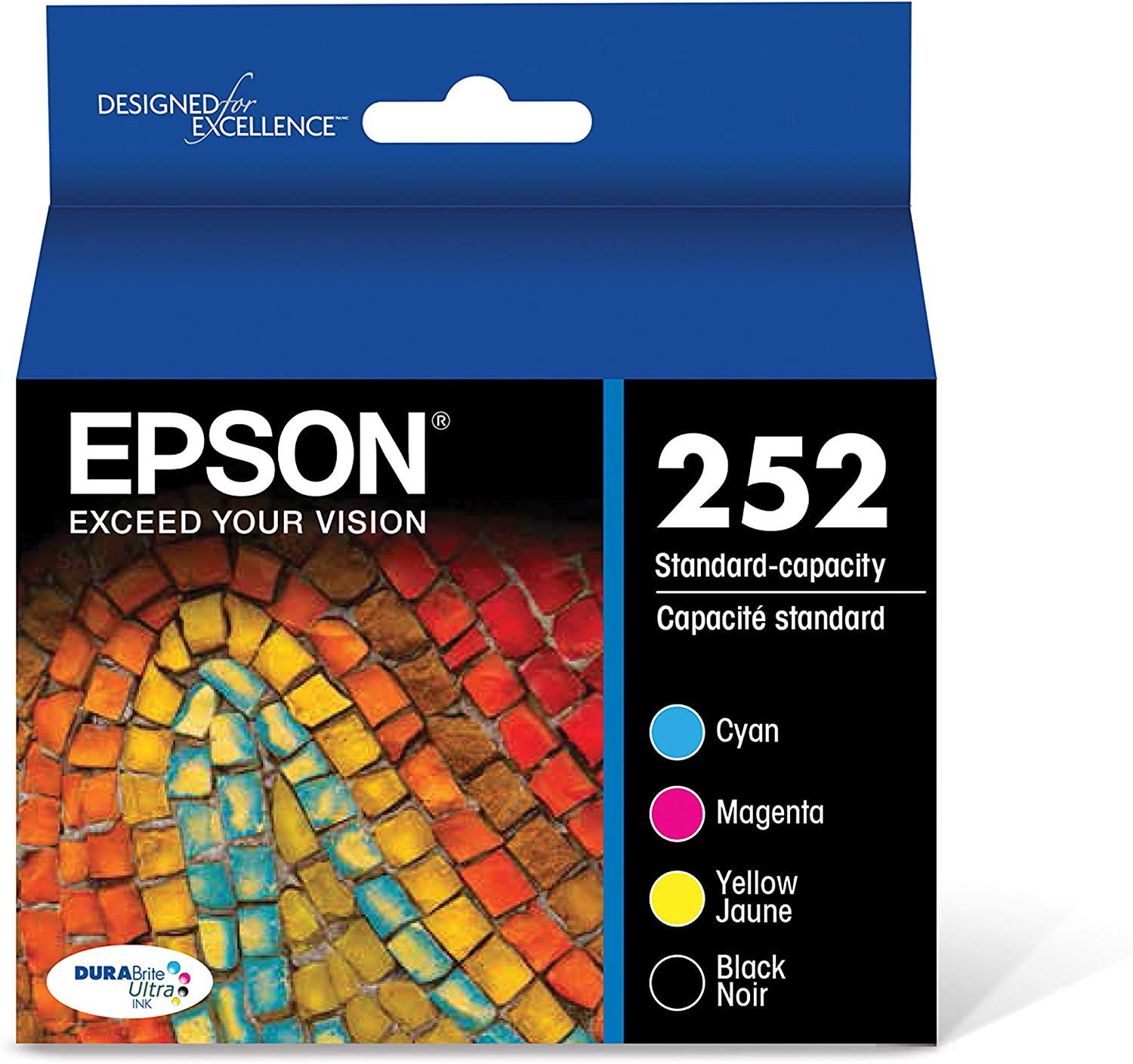 EPSON T252 DURABrite Ultra Ink Standard Capacity Black & Color Cartridge Combo Pack (T252120-BCS) for select Epson WorkForce Printers