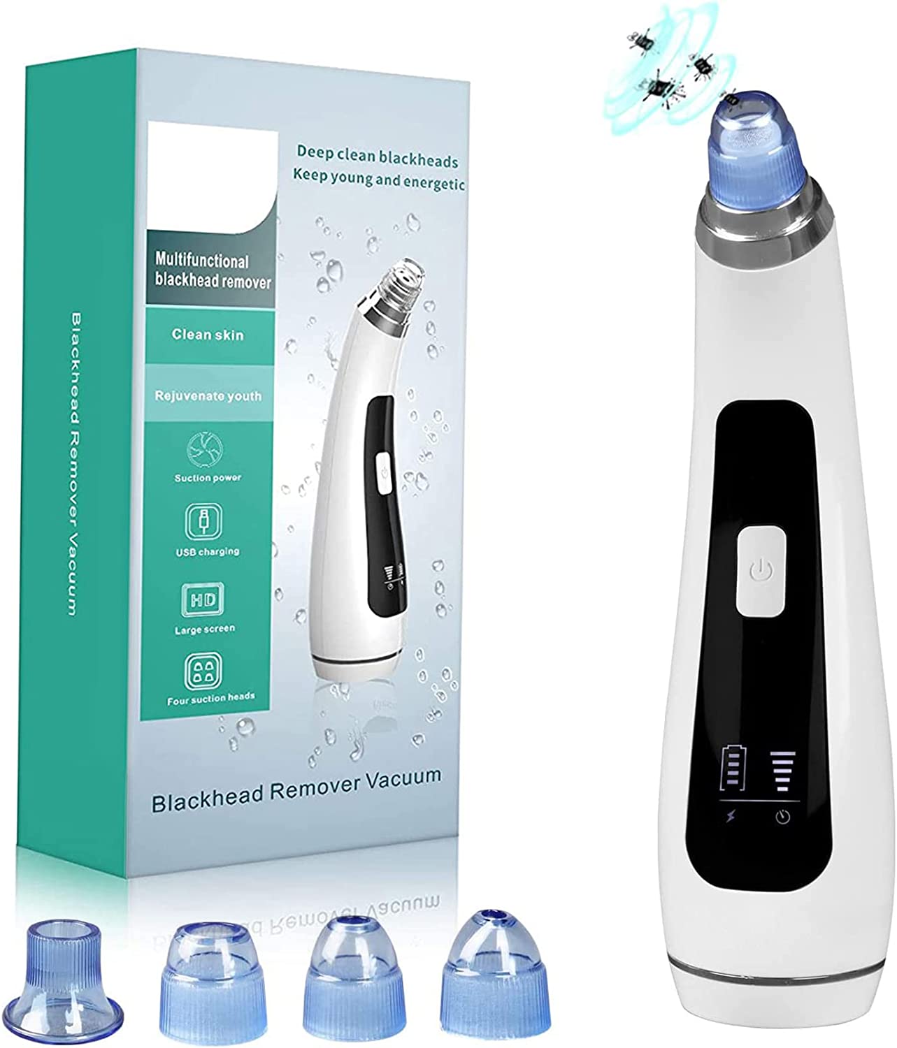Blackhead Remover Vacuum Blackhead Removal Tool Blackhead Vacuum,USB Rechargeable Face Vacuum Acne Comedone Extractor Tool Pore Vacuum Cleanser Suction Tool with LED Display for Man&Woman