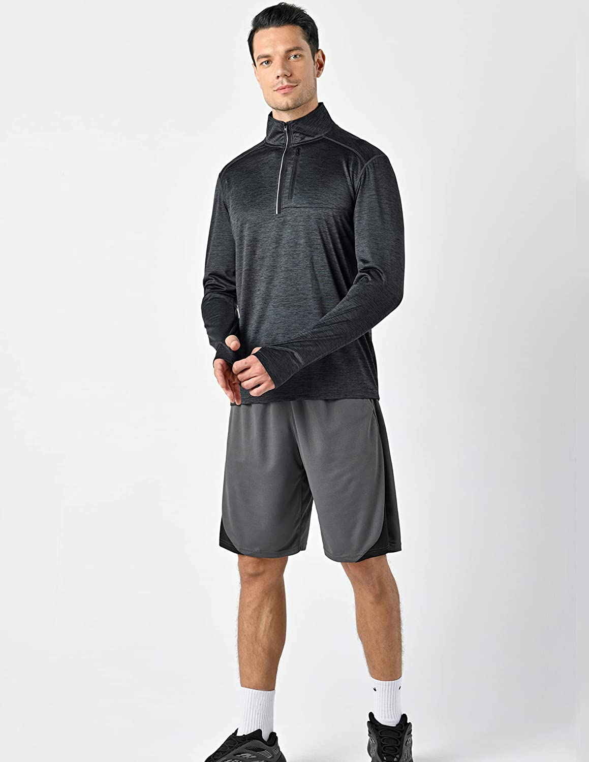 Liberty Imports Pack of 3 Men's Performance Quarter Zip Pullovers with Pockets, Quick Dry Active Long Sleeve Shirts