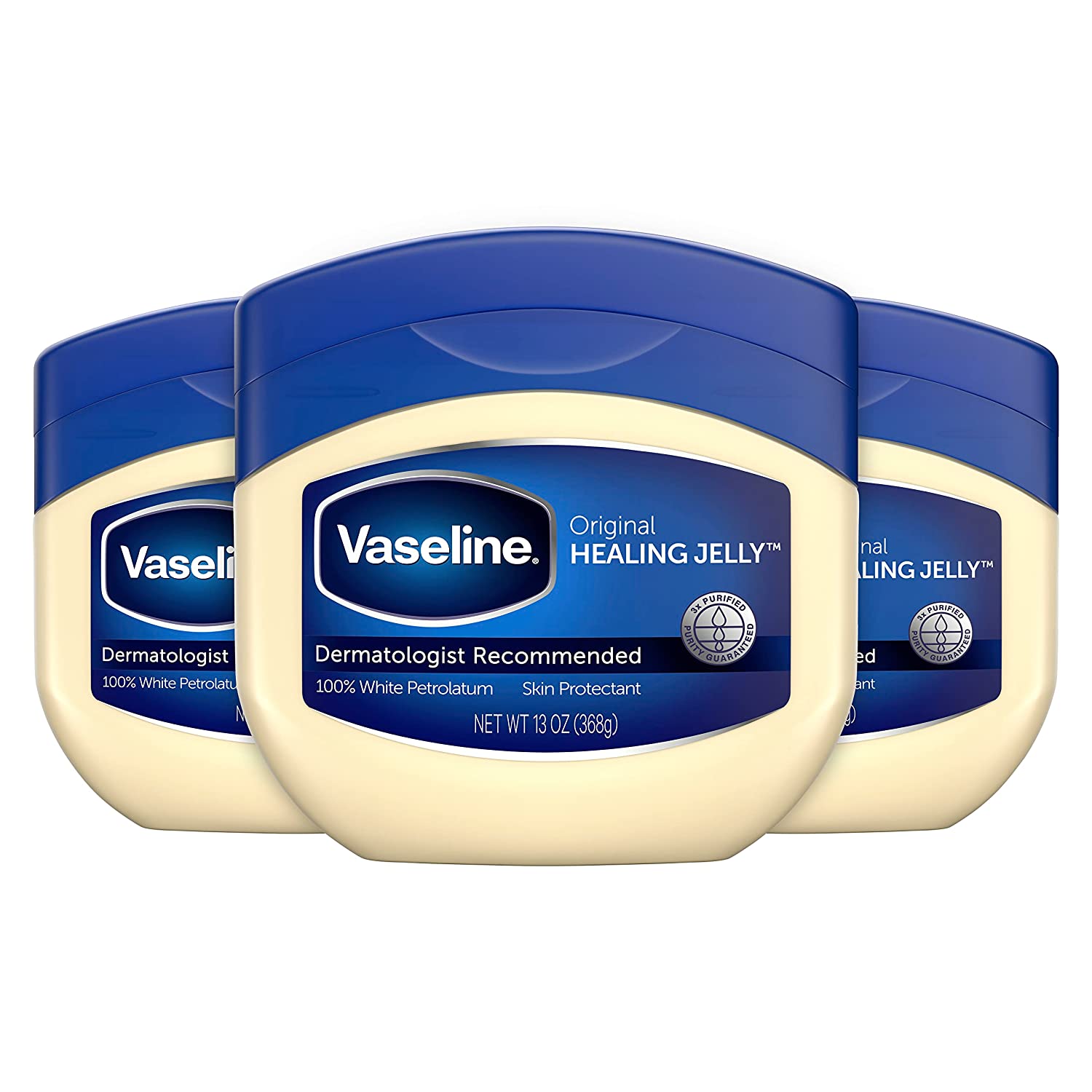 Vaseline Petroleum Jelly Original 3 Count Provides Dry Skin Relief And Protects Minor Cuts Dermatologist Recommended And Locks In Moisture 13 Ounce (Pack of 3)